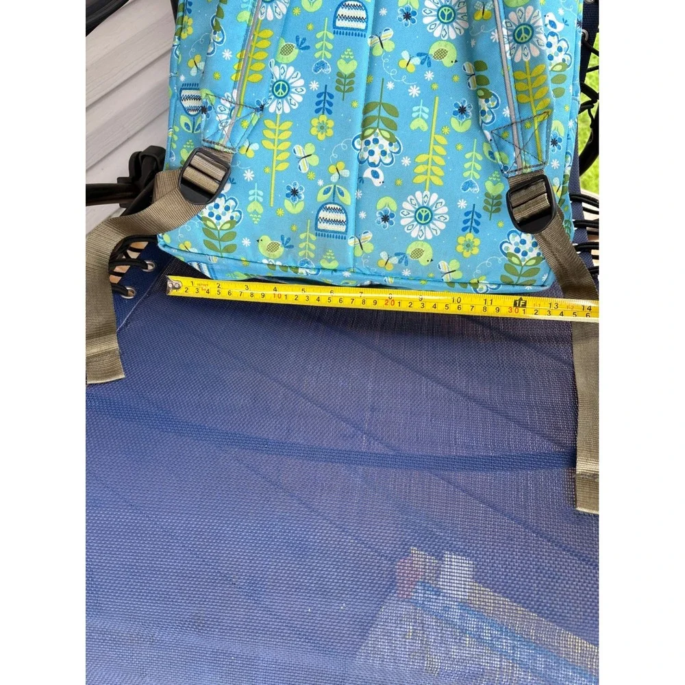 LL Bean Junior Original Book Pack Backpack Blue Floral Peace Bird Print Kids